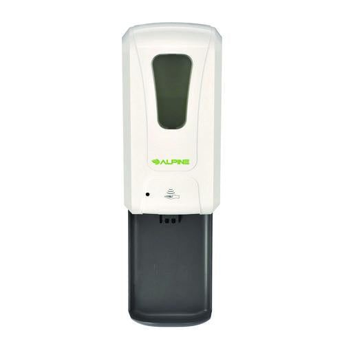 Image of Alpine Industries ALP430LT Wall Mount Automatic Gel Hand Sanitizer/Soap Dispenser with Drip Tray, 40 oz, 4.48 x 6 x 18.1, White