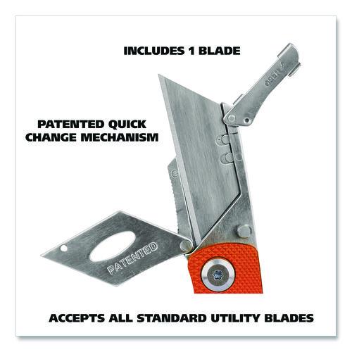 Image of Great Neck® 74201 Quick Change Lock Back Utility Knife, 3.5" Aluminum Handle, Orange