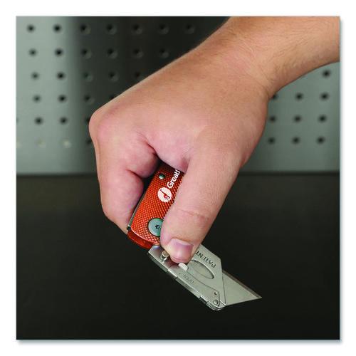 Image of Great Neck® 74201 Quick Change Lock Back Utility Knife, 3.5" Aluminum Handle, Orange
