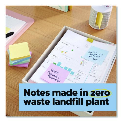 Image of Post-it® Notes Super Sticky 654R-24SST-CP 100% Recycled Paper Super Sticky Notes, 3" x 3", Oasis, 70 Sheets/Pad, 24 Pads/Pack