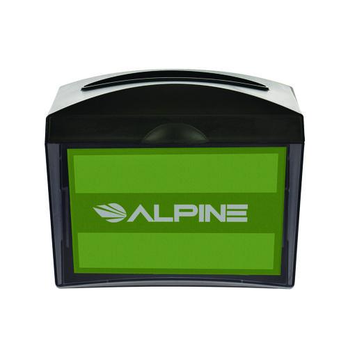 Image of Alpine Industries ALP4332CMK Interfold Table Top Dispenser Napkin Holder with Caddy, 6 x 14.17 x 6.5, Black