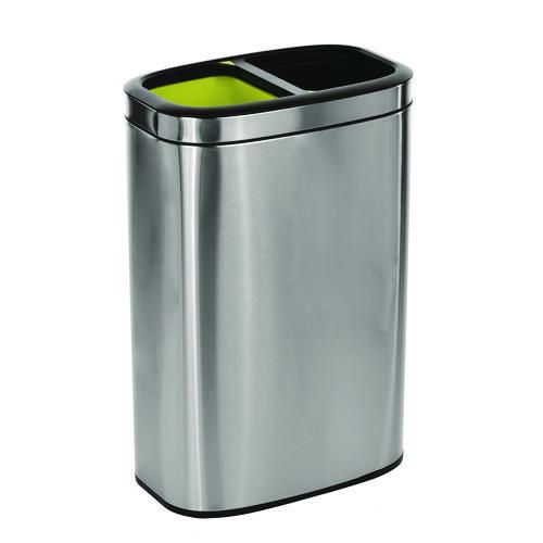 Image of Alpine Industries ALP470R40LMK 10.5 Gallon Stainless Steel Open Top Dual Compartment Trash Can