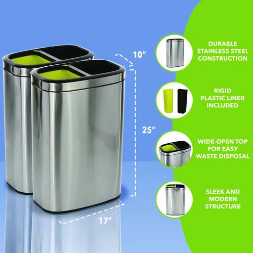 Image of Alpine Industries ALP470R40LMK 10.5 Gallon Stainless Steel Open Top Dual Compartment Trash Can