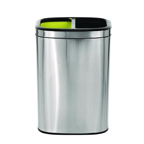 Image of Alpine Industries ALP470R40LMK 10.5 Gallon Stainless Steel Open Top Dual Compartment Trash Can