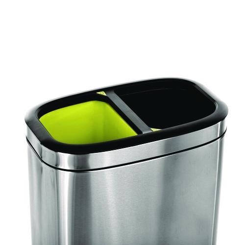 Image of Alpine Industries ALP470R40LMK 10.5 Gallon Stainless Steel Open Top Dual Compartment Trash Can