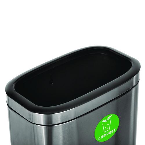 Image of Alpine Industries ALP47040LCO 10.5 Gallon Compost Can, Brushed Stainless Steel