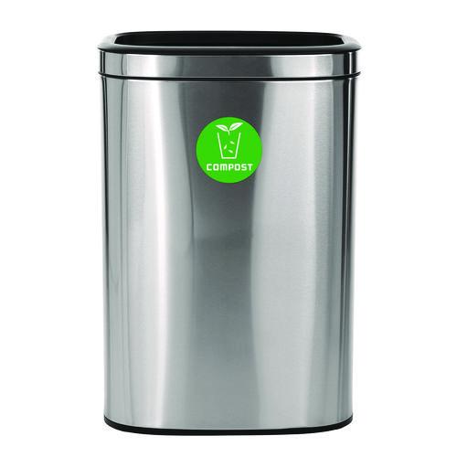 Image of Alpine Industries ALP47040LCO 10.5 Gallon Compost Can, Brushed Stainless Steel