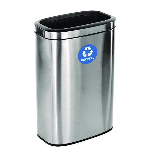 Image of Alpine Industries ALP47040LR 10.5 Gallon Slim Recycling Can, Brushed Stainless Steel