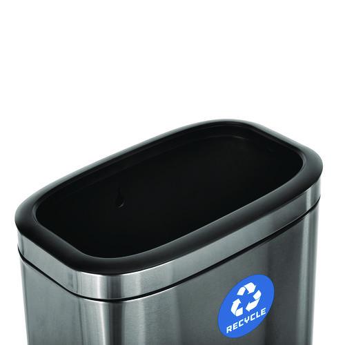 Image of Alpine Industries ALP47040LR 10.5 Gallon Slim Recycling Can, Brushed Stainless Steel