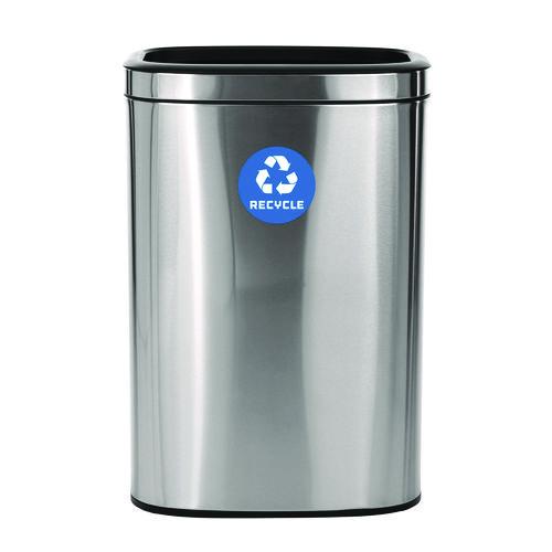 Image of Alpine Industries ALP47040LR 10.5 Gallon Slim Recycling Can, Brushed Stainless Steel