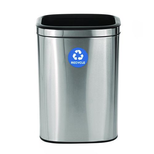 Image of Alpine Industries ALP47040LR 10.5 Gallon Slim Recycling Can, Brushed Stainless Steel