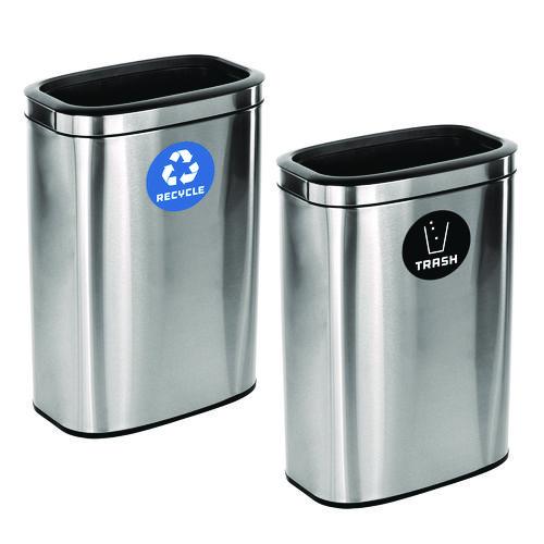 Image of Alpine Industries ALP47040LRT 10.5 Gallon Recycle and Trash Station, Brushed Stainless Steel