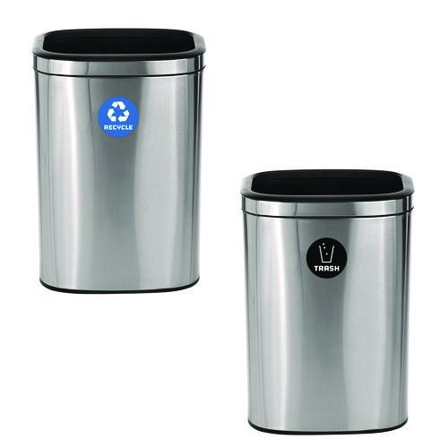 Image of Alpine Industries ALP47040LRT 10.5 Gallon Recycle and Trash Station, Brushed Stainless Steel