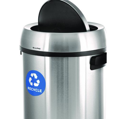 Image of Alpine Industries ALP47065L1R 17 Gallon Stainless Steel Indoor Recycling Receptacle with Swivel Lid