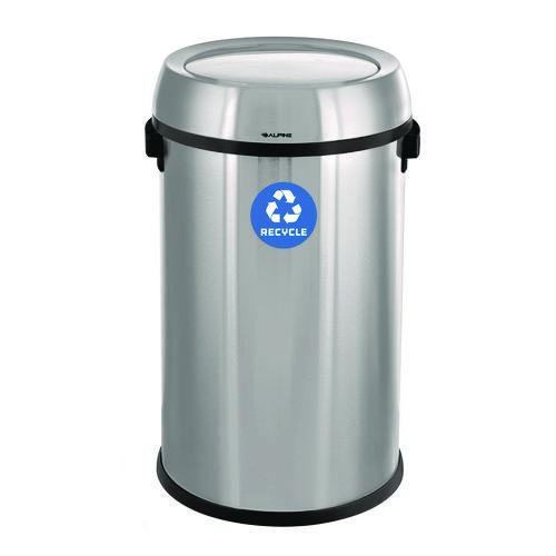 Image of Alpine Industries ALP47065L1R 17 Gallon Stainless Steel Indoor Recycling Receptacle with Swivel Lid