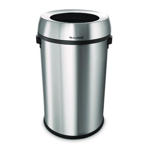 Image of Alpine Industries ALP47065LMK 17 Gallon Stainless Steel Heavy-Gauge Brushed Open Top Commercial Trash Can