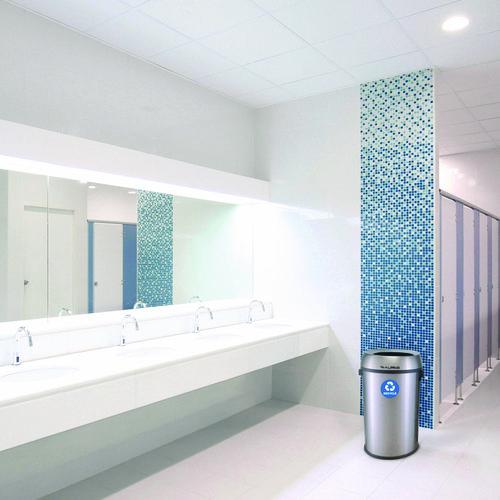 Image of Alpine Industries ALP47065LR 17 Gallon Stainless Steel Open Top Recycling Bin Receptacle