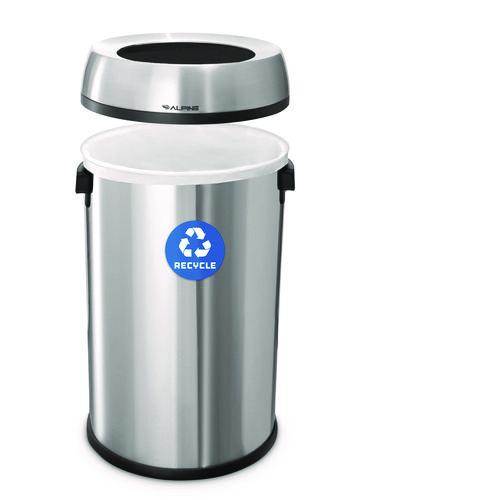 Image of Alpine Industries ALP47065LR 17 Gallon Stainless Steel Open Top Recycling Bin Receptacle