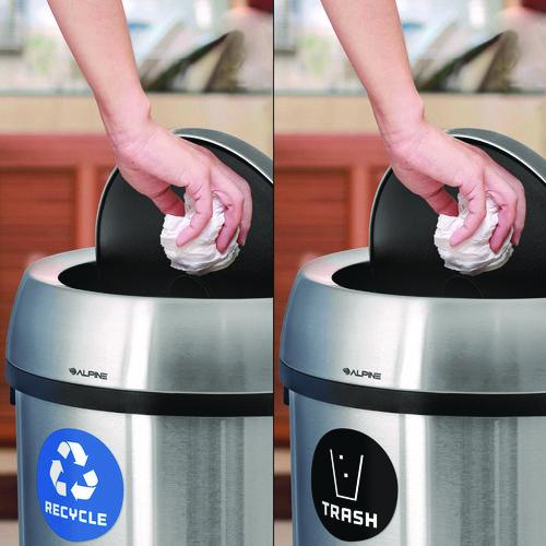 Image of Alpine Industries ALP47065LRT 17 Gallon Stainless Steel Open Top Recycling Bin and Trash Receptacle