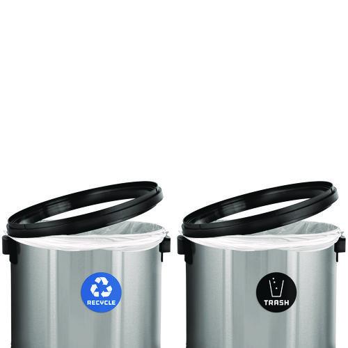 Image of Alpine Industries ALP47065LRT 17 Gallon Stainless Steel Open Top Recycling Bin and Trash Receptacle