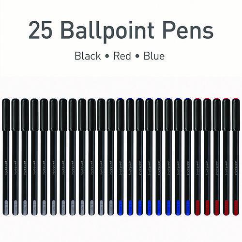 Image of TOPS PEN12126 PENTONIC Ballpoint Pen, Stick, Fine 0.7 mm, Assorted Ink Colors, Black Barrel, 25/Pack