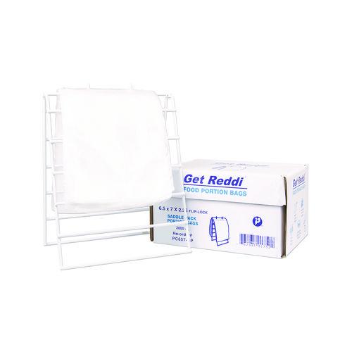 Image of Inteplast Group PC657-SP Get Reddi Saddle Pack Poly Food Portion Bags, Fold-Top Closure, 0.5 mil, 6.5" x 7", Clear, 2,000/Carton
