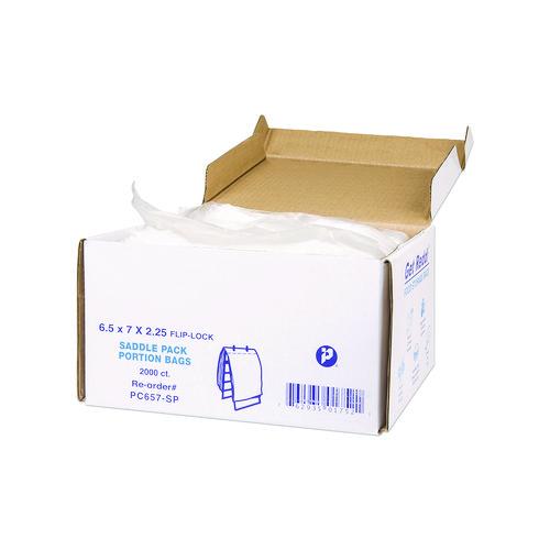 Image of Inteplast Group PC657-SP Get Reddi Saddle Pack Poly Food Portion Bags, Fold-Top Closure, 0.5 mil, 6.5" x 7", Clear, 2,000/Carton