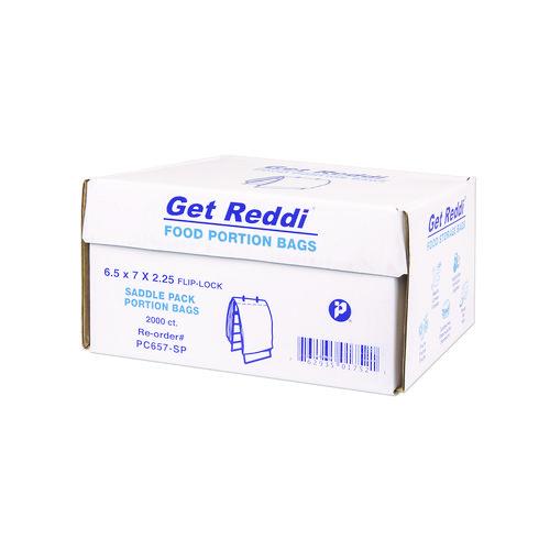 Image of Inteplast Group PC657-SP Get Reddi Saddle Pack Poly Food Portion Bags, Fold-Top Closure, 0.5 mil, 6.5" x 7", Clear, 2,000/Carton