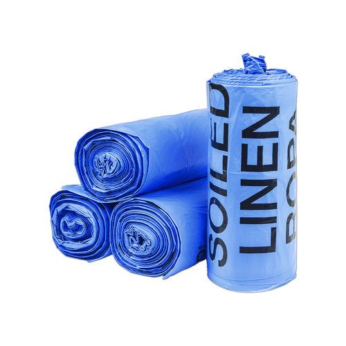 Image of Inteplast Group BR3043XHVB Institutional Low-Density Can Liners, Soiled Linen, 30 gal, 1 mil, 30" x 43", Blue, 200/Carton