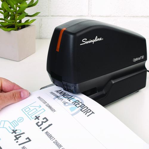 Image of Swingline® S7048209B Optima 50 Electric Stapler, 50-Sheet Capacity, Black/Orange
