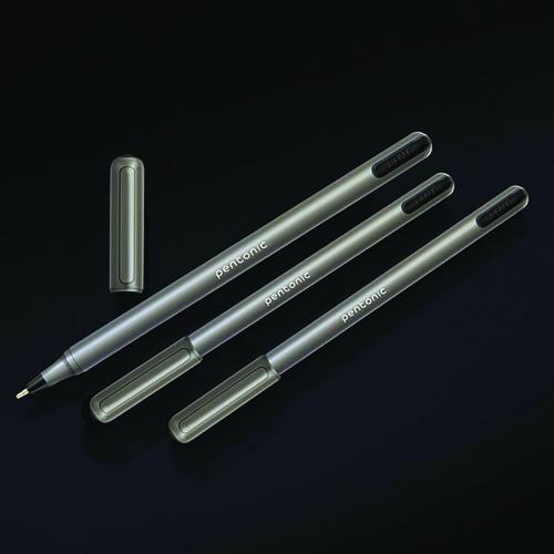 Image of TOPS PEN12128 PENTONIC Ballpoint Pen, Stick, Medium 1 mm, Black Ink, Charcoal Gray Barrel, 25/Pack