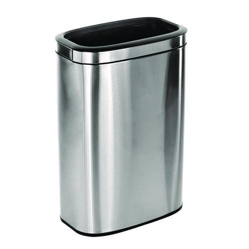 Image of Alpine Industries ALP47040LKIT Stainless Steel Rectangular Liner Open Top Trash Can, 10.5 gal, Brushed Stainless Steel