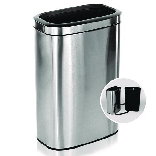 Image of Alpine Industries ALP47040LKIT Stainless Steel Rectangular Liner Open Top Trash Can, 10.5 gal, Brushed Stainless Steel