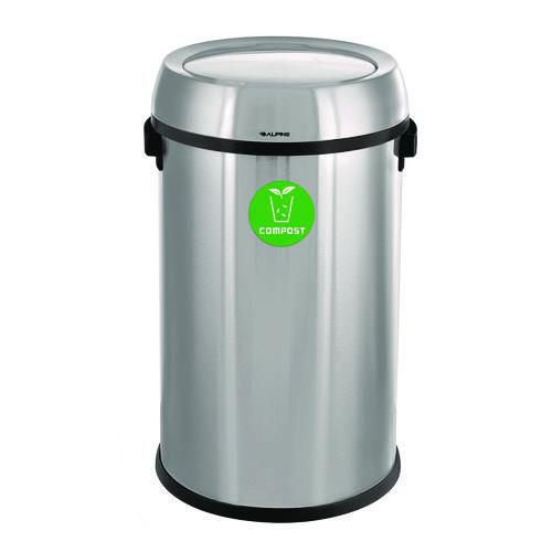 Image of Alpine Industries ALP47065L1CO 17 Gallon Stainless Steel Indoor Compost Receptacle with Swivel Lid