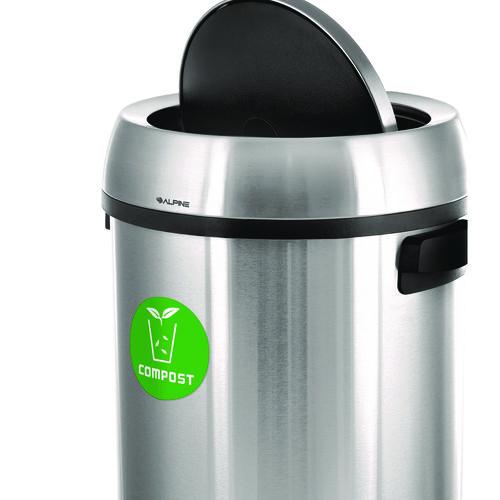 Image of Alpine Industries ALP47065L1CO 17 Gallon Stainless Steel Indoor Compost Receptacle with Swivel Lid