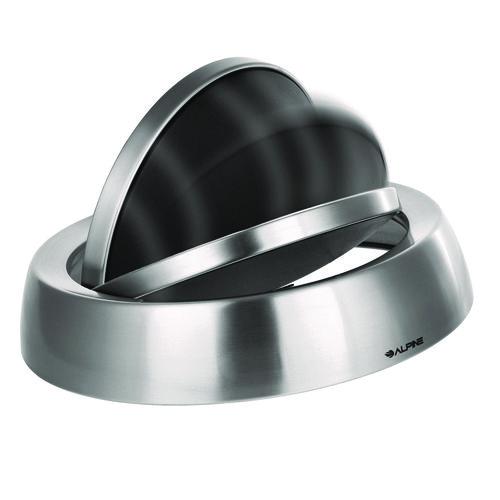 Image of Alpine Industries ALP47065L1RT 17 Gallon Stainless Steel Indoor Recycling Receptacle and Trash Station Swivel Lids