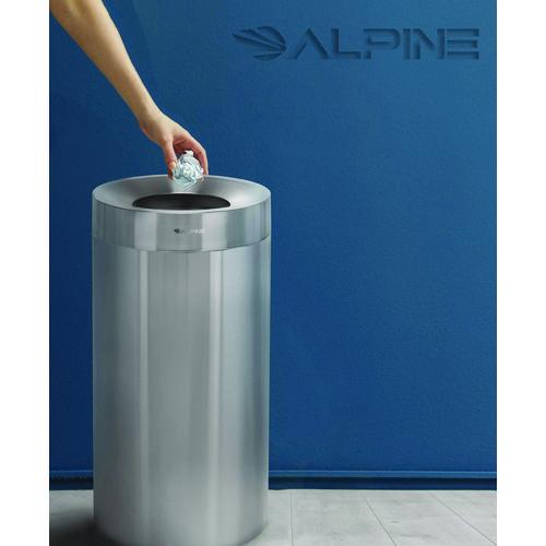 Image of Alpine Industries ALP47527MK 27 Gallon Stainless Steel Commercial Indoor Trash Can, Brushed Stainless Steel
