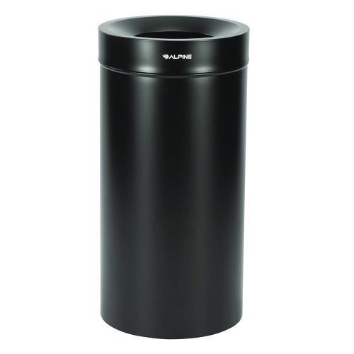 Image of Alpine Industries ALP47527BLKMK 27 Gallon Stainless Steel Commercial Indoor Trash Can, Black