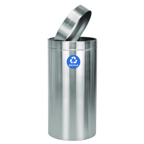 Image of Alpine Industries ALP47527R 27 Gallon Stainless Steel Recycling Can, Brushed Stainless Steel