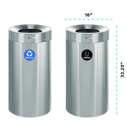 Image of Alpine Industries ALP47527RT 27 Gallon Stainless Steel Recycling Can and Trash Receptacle, Brushed Stainless Steel