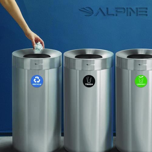Image of Alpine Industries ALP47527RTCO 27 Gallon Stainless Steel Compost Bin, Recycling Can and Trash Receptacle, Brushed Stainless Steel