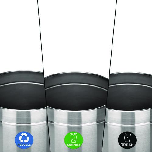 Image of Alpine Industries ALP47527RTCO 27 Gallon Stainless Steel Compost Bin, Recycling Can and Trash Receptacle, Brushed Stainless Steel