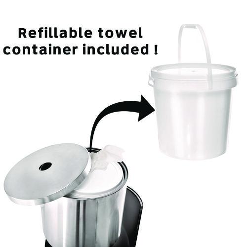 Image of Alpine Industries ALP4777MK Stainless Steel 7 Gal Trash Can with Gym Disinfecting Wipes Dispenser