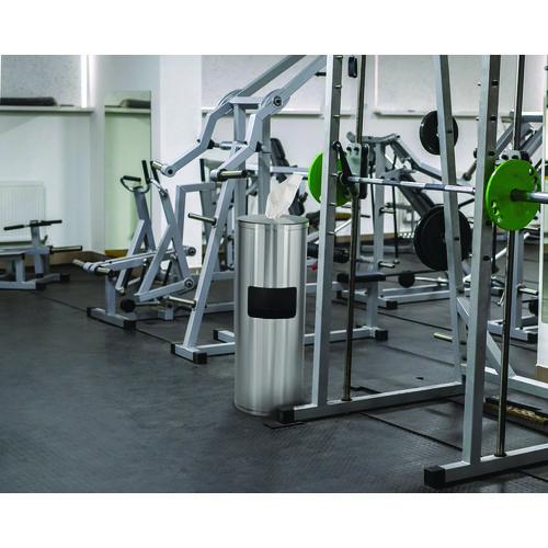 Image of Alpine Industries ALP4777MK Stainless Steel 7 Gal Trash Can with Gym Disinfecting Wipes Dispenser
