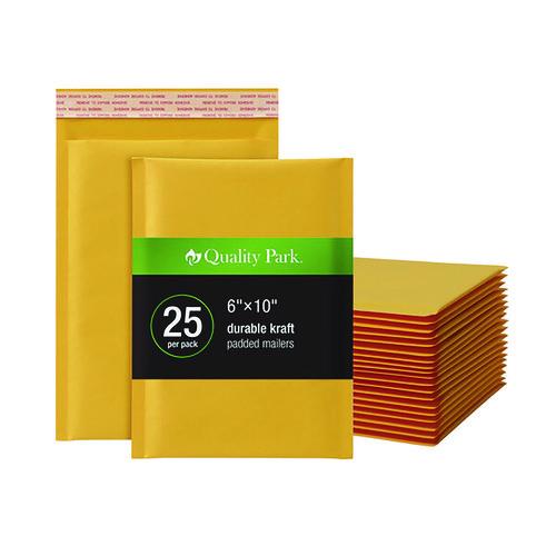 Image of Quality Park Kraft Bubble Mailers, #0, Barrier Bubble Cushion, Redi-Seal Adhesive Closure, 6 x 9, Brown Kraft, 25/Pack