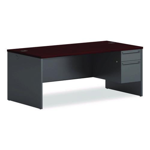 Image of HON® H38293R.N.S 38000 Series Right Pedestal Desk, 72" X 36" X 29.5", Mahogany/charcoal