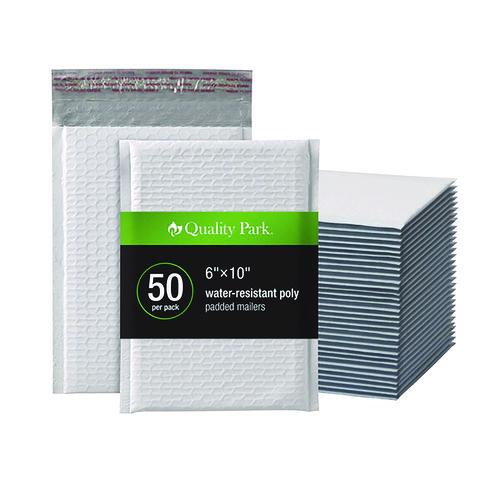 Image of Quality Park Poly Bubble Mailers, #0, Barrier Bubble Cushion, Redi-Seal Adhesive Closure, 6 x 9, White, 25/Pack