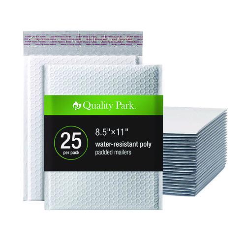 Image of Quality Park Poly Bubble Mailers, #2, Barrier Bubble Cushion, Redi-Seal Adhesive Closure, 8.25 x 11, White, 25/Pack