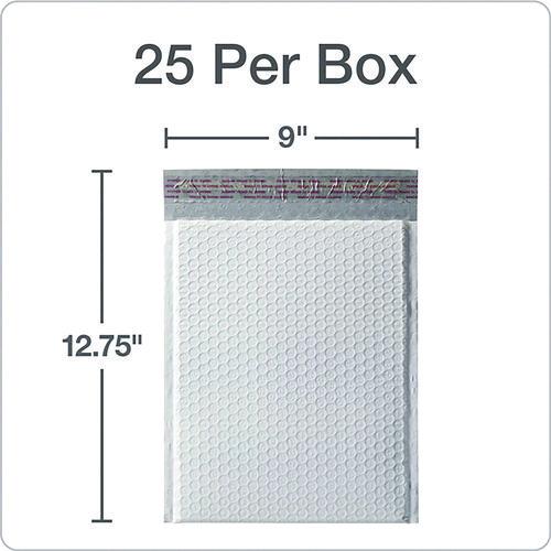 Image of Quality Park Poly Bubble Mailers, #2, Barrier Bubble Cushion, Redi-Seal Adhesive Closure, 8.25 x 11, White, 25/Pack