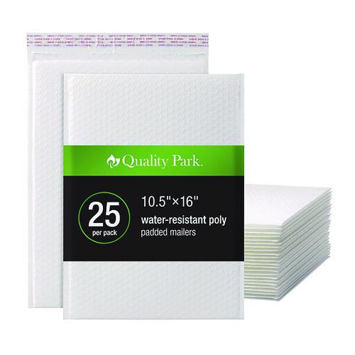Image of Quality Park Poly Bubble Mailers, #5, Barrier Bubble Cushion, Redi-Seal Adhesive Closure, 10.5 x 15, White, 25/Pack